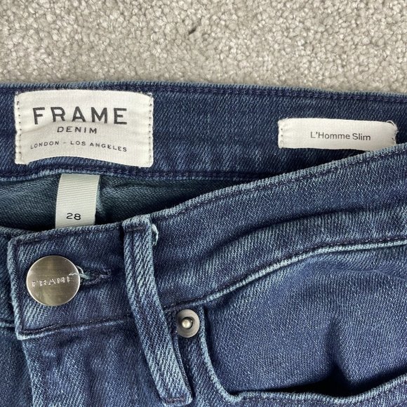 FRAME Denim L’Homme Men's Size 28x32 Slim Stretch Dark Wash Jeans - Picture 4 of 9